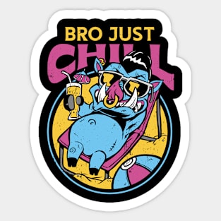 Bro Just Chill - Relaxing Pig Poolside Sticker